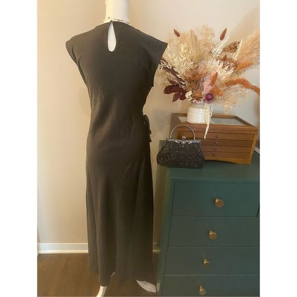 House of Harlow 1960 Women's Black Ruched Keyhole Maxi Satin Dress Size XS NEW - Picture 4 of 15